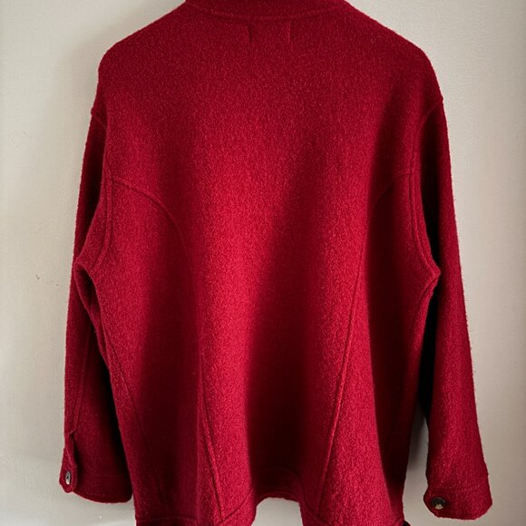 Ruby Red Felted Wool Chore Jacket - Picture 7 of 8